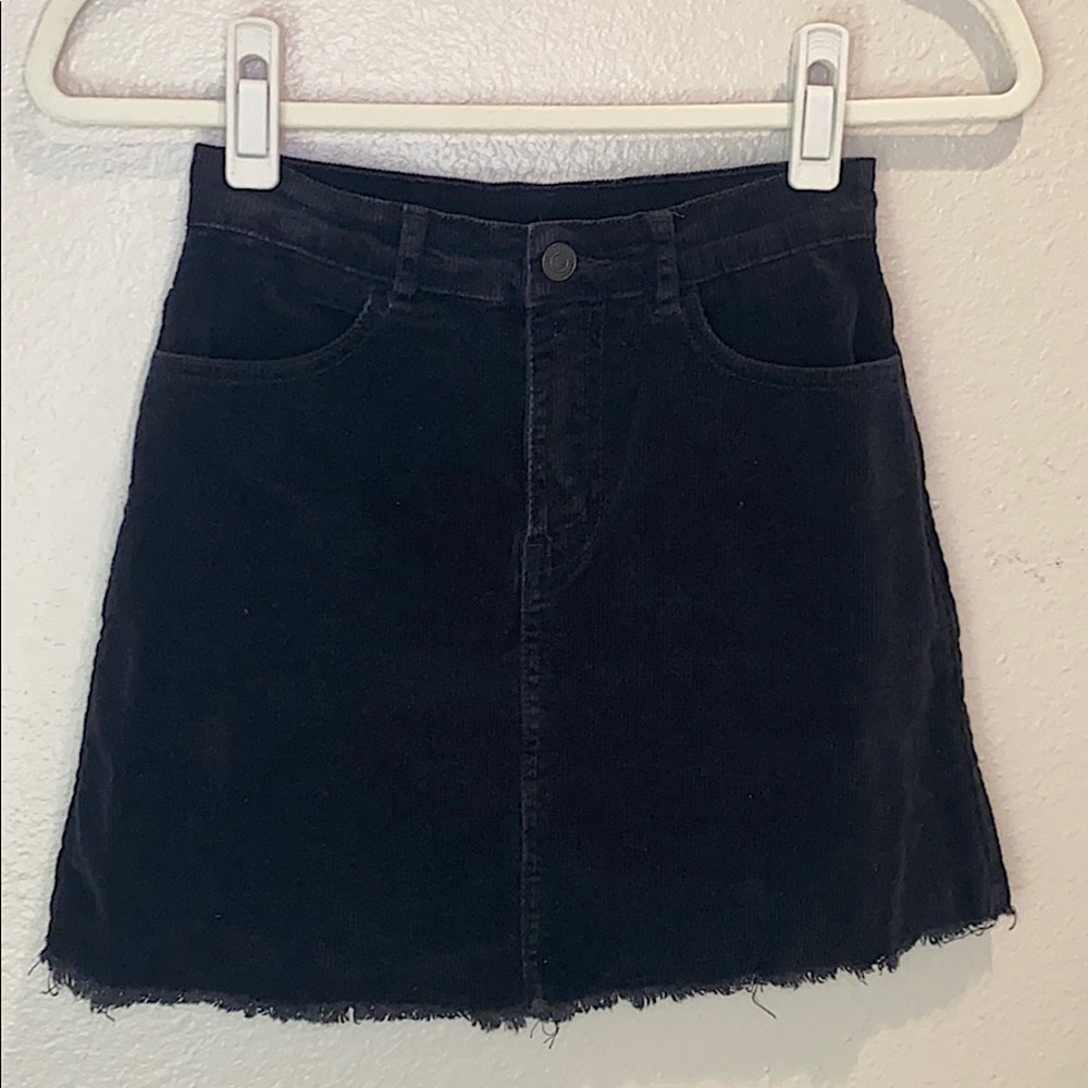 John Galt Black Corduroy Mini Skirt